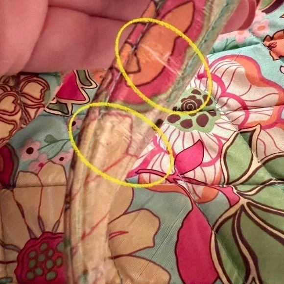 Vera Bradley 100% Silk Collection Tropical Floral Shoulder Bag Purse Aqua Coral - Picture 15 of 16